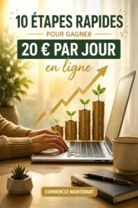Femme souriante devant son ordinateur, découvrant des astuces pour gagner de l'argent en ligne.