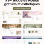 Modèles Notion esthétiques et pratiques sur un écran d'ordinateur