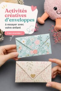 Ensemble d'enveloppes colorées et activités créatives pour enfants