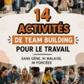 Visuel d'une équipe engagée dans une activité de team building amusante au bureau, renforçant les liens