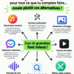 Femme utilisant une application sur son ordinateur avec des alternatives à ChatGPT à l'écran