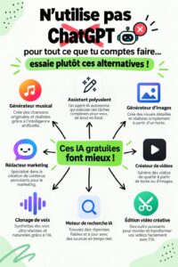 Femme utilisant une application sur son ordinateur avec des alternatives à ChatGPT à l'écran