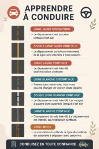 Femme apprenant à conduire avec un instructeur dans une voiture.