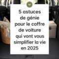 Coffre de voiture bien organisé avec des compartiments pratiques et des sacs de rangement.