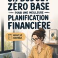 Femme consultent son budget zéro sur un ordinateur