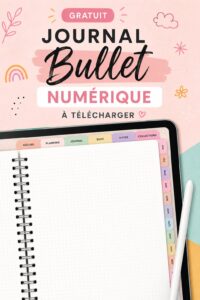 Capture d'écran d'un bullet journal numérique bien organisé sur une tablette.