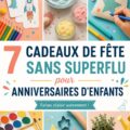 Des enfants heureux avec des cadeaux d'anniversaire pratiques et écologiques.