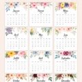 Calendrier floral 2026 avec un design vertical à imprimer