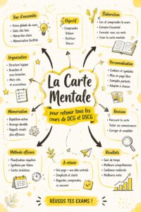 Femme étudiant avec une carte mentale pour ses cours de DCG et DSCG