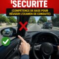 Femme conduisant une voiture en changeant de voie en toute sécurité