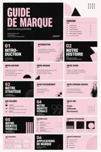 Exemple de charte graphique moderne avec des éléments audacieux.