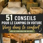 Femme préparant son véhicule pour un camping confortable