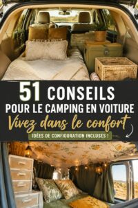 Femme préparant son véhicule pour un camping confortable