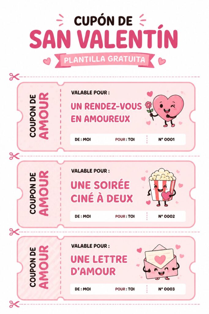 Un coupon de Saint-Valentin personnalisé créé sur Canva