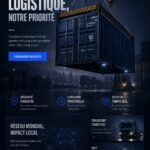 Une femme utilisant un ordinateur pour créer un site web logistique