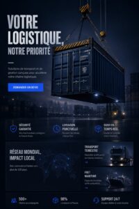 Une femme utilisant un ordinateur pour créer un site web logistique