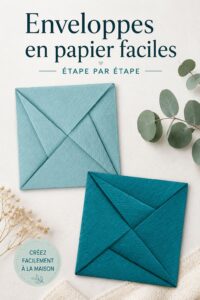 Enveloppes en papier faites maison sur une table avec des fournitures de bricolage.