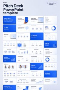 Exemple de pitch deck bien structuré avec des graphiques et des bullet points