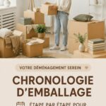 Une famille souriante en train de faire ses cartons pour un déménagement tout en s'organisant.