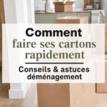 Femme souriante préparant son déménagement avec des cartons bien organisés.