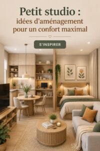Un petit appartement modernement aménagé avec des couleurs chaudes et des meubles multifonctionnels.