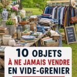 Une femme préparant sa vente de garage avec des objets soigneusement sélectionnés.