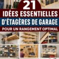 Etagères DIY en bois installées dans un garage bien organisé.