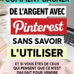Femme examinant ses revenus grâce à Pinterest, assise à un bureau décoré.