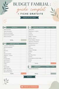 Femme utilisant une feuille de budget familial à la maison