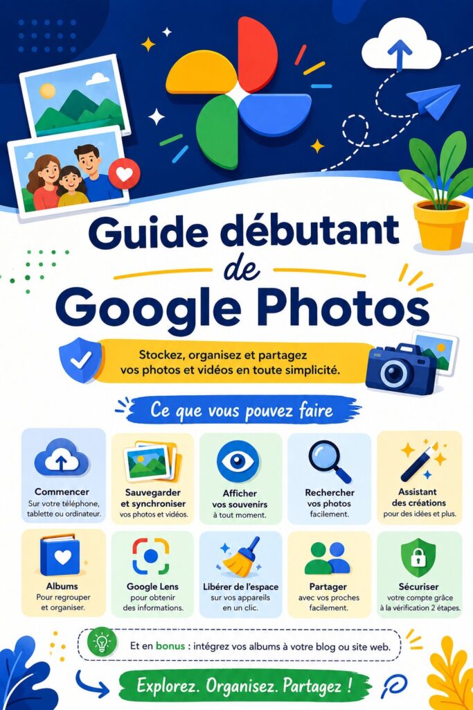 Capture d'écran de l'interface de Google Photos, montrant la fonctionnalité d'organisation des albums.