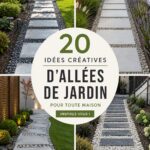 Une allée en pavés décoratifs entourée de fleurs colorées dans un jardin
