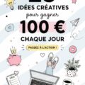 Femme heureuse comptant des billets après avoir gagné 100 € par jour