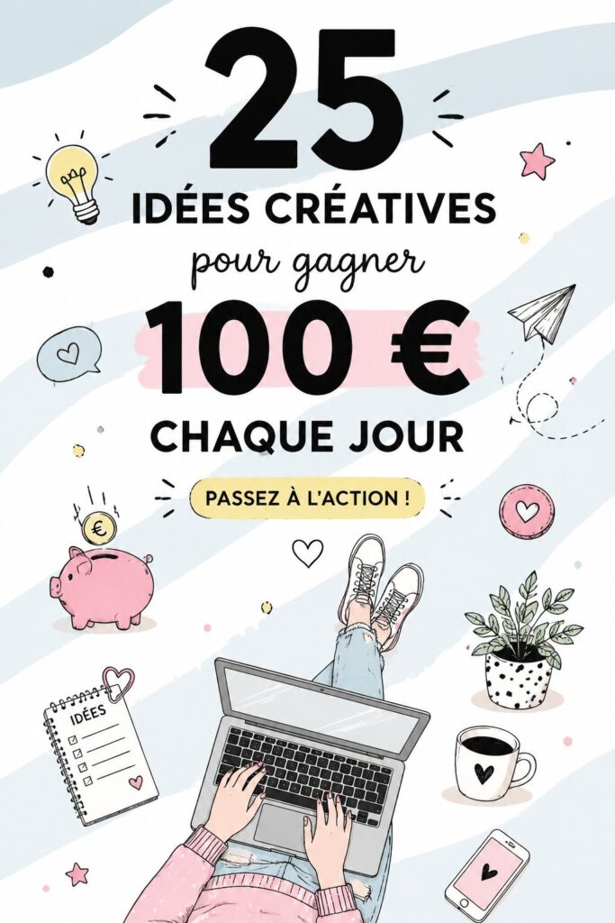 Femme heureuse comptant des billets après avoir gagné 100 € par jour