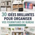 Bureau organisé avec des fournitures disposées de manière esthétique et fonctionnelle.