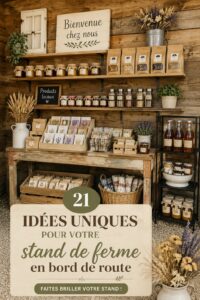 Un stand de ferme coloré avec des produits frais et des décorations attrayantes