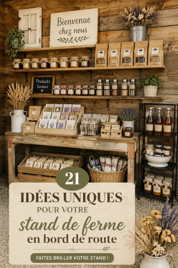 Un stand de ferme coloré avec des produits frais et des décorations attrayantes