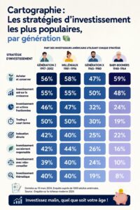 Infographie sur les stratégies d'investissement par génération