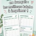 Un kakebo imprimé ouvert sur une table avec un stylo.