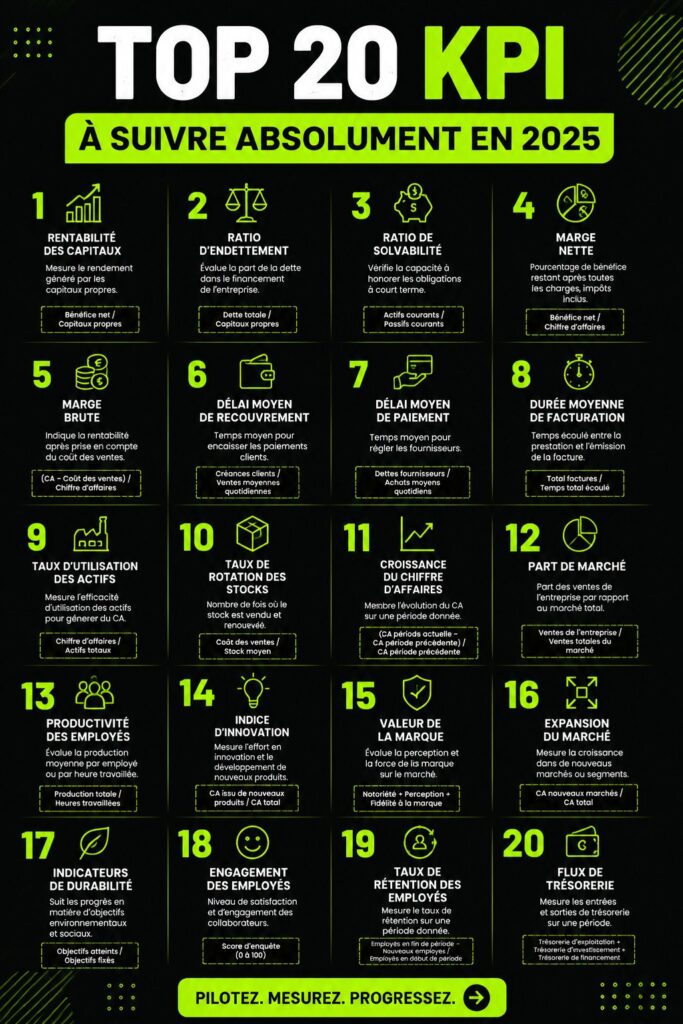 Graphique illustrant l'importance des KPI pour les entreprises en 2025.