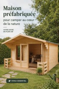 Maison préfabriquée moderne entourée de nature, idéale pour une escapade en famille