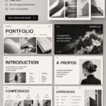 Un modèle de portfolio créatif sur un écran d'ordinateur, illustrant des designs modernes.