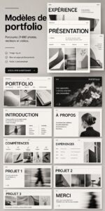 Un modèle de portfolio créatif sur un écran d'ordinateur, illustrant des designs modernes.