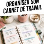 Un carnet de travail ouvert avec des notes bien organisées montrant des astuces de prise de notes.