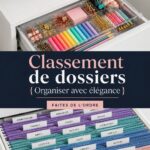 Espace de travail organisé avec des fichiers bien rangés et une décoration élégante