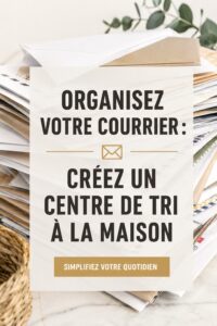 Centre de courrier organisé dans une maison avec documents bien rangés.