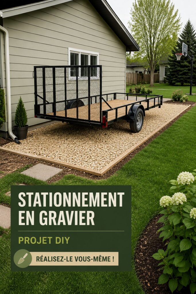 Parking en gravier DIY, un projet d'aménagement extérieur pratique et esthétique.