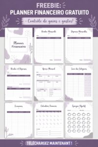 Modèle de planificateur financier gratuit sur un bureau avec des outils d'écriture.