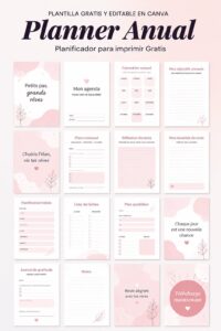 Image d'un planner annuel personnalisé créé sur Canva, adapté à l'organisation personnelle.