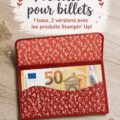 Pochette à billets colorée réalisée avec des produits Stampin' Up sur une table d'artisanat.