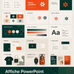 Un poster PowerPoint avec un design coloré et des éléments graphiques modernes, illustrant des astuces de présentation.